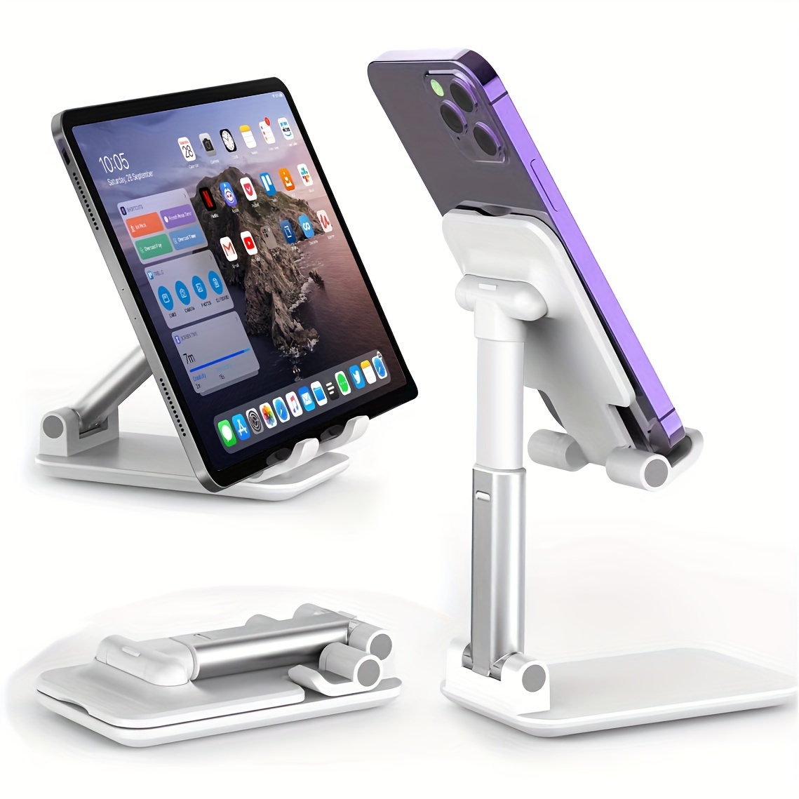  UGREEN Soporte para teléfono celular, soporte de escritorio  para teléfono celular, ángulo estable, ajustable, plegable, mesa de oficina  de aluminio, compatible con iPhone 14 Pro Max Plus 13 Pro Max 12