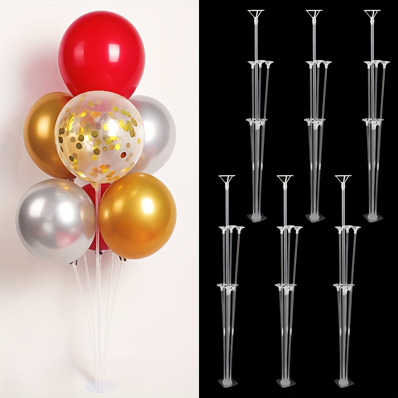 Juego de 10 palos y soportes para globos transparentes transparentes,  soportes, palos de globos reutilizables para uso en la mesa con globo Bobo  LED
