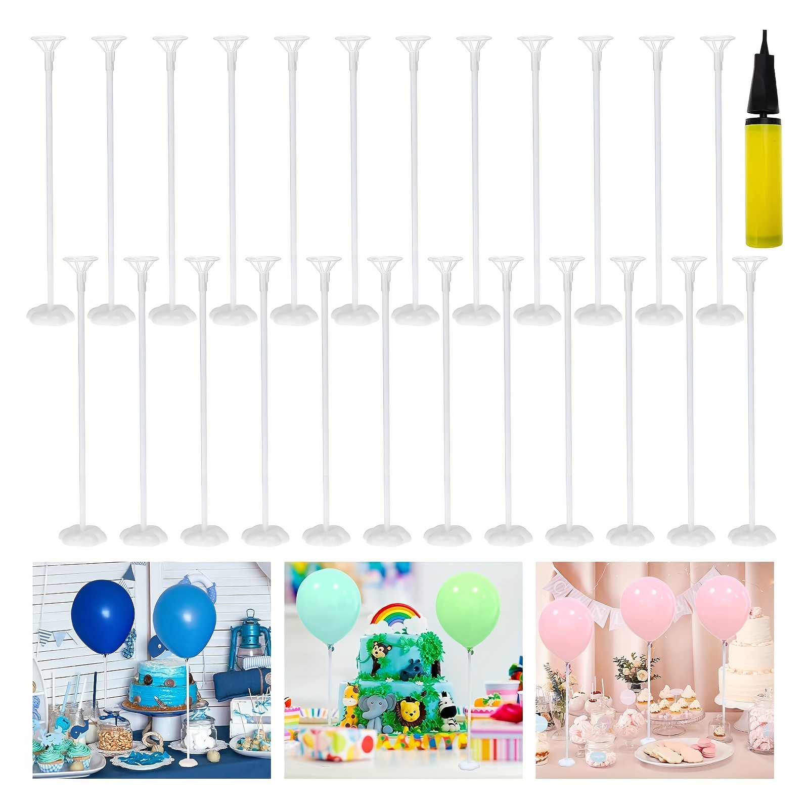 10 piezas Palo de aro circular para globos, palo de soporte de globos  blancos de plástico, accesorio de decoración de globos para fiesta de  cumpleaños