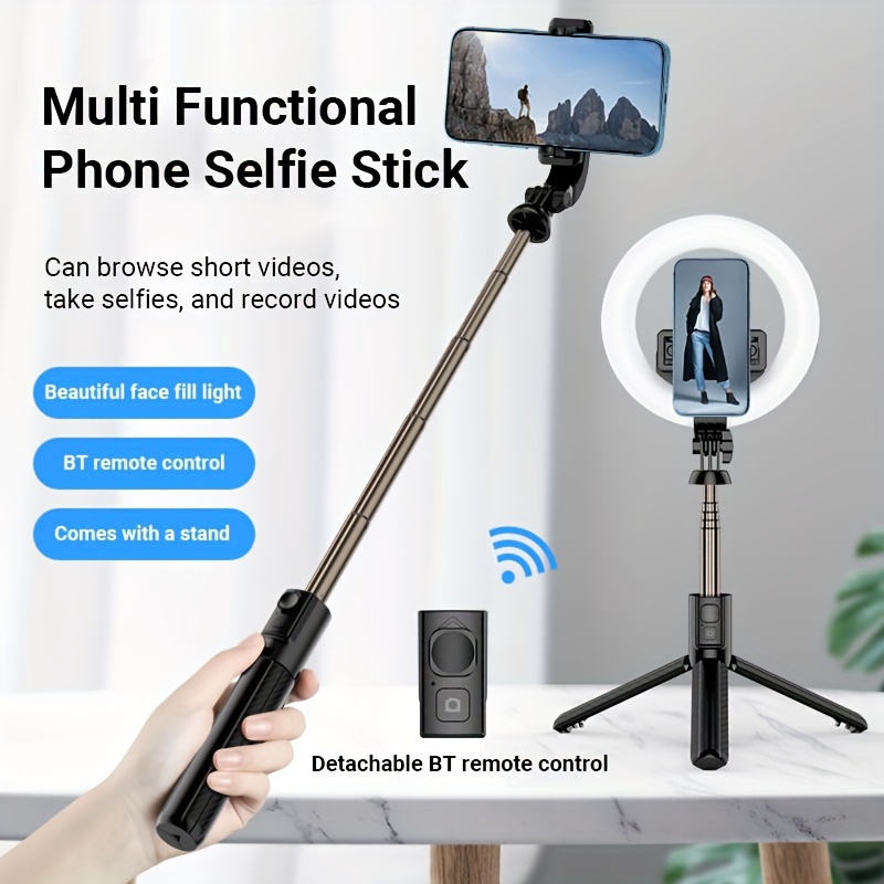 Mini Selfie Stick Bluetooth Led Fill Light Tripode Para Movil Lamp Phone  Stand Portabl Con Luz Palo Extensible Video Controle