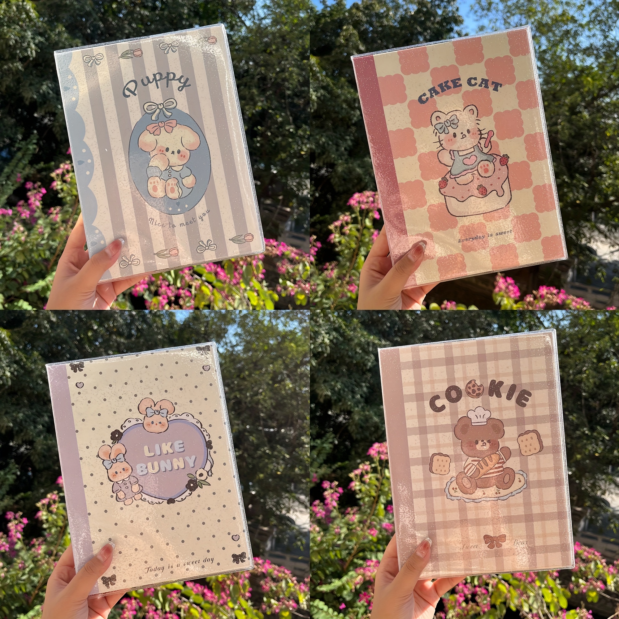 Cute Cartoon Bear Rabbit Stickers - 50 Sheets Kawaii Coil Sticker Book Pet Transparent Bunny Journaling Scrapbook Clipping Supplies Decals Material