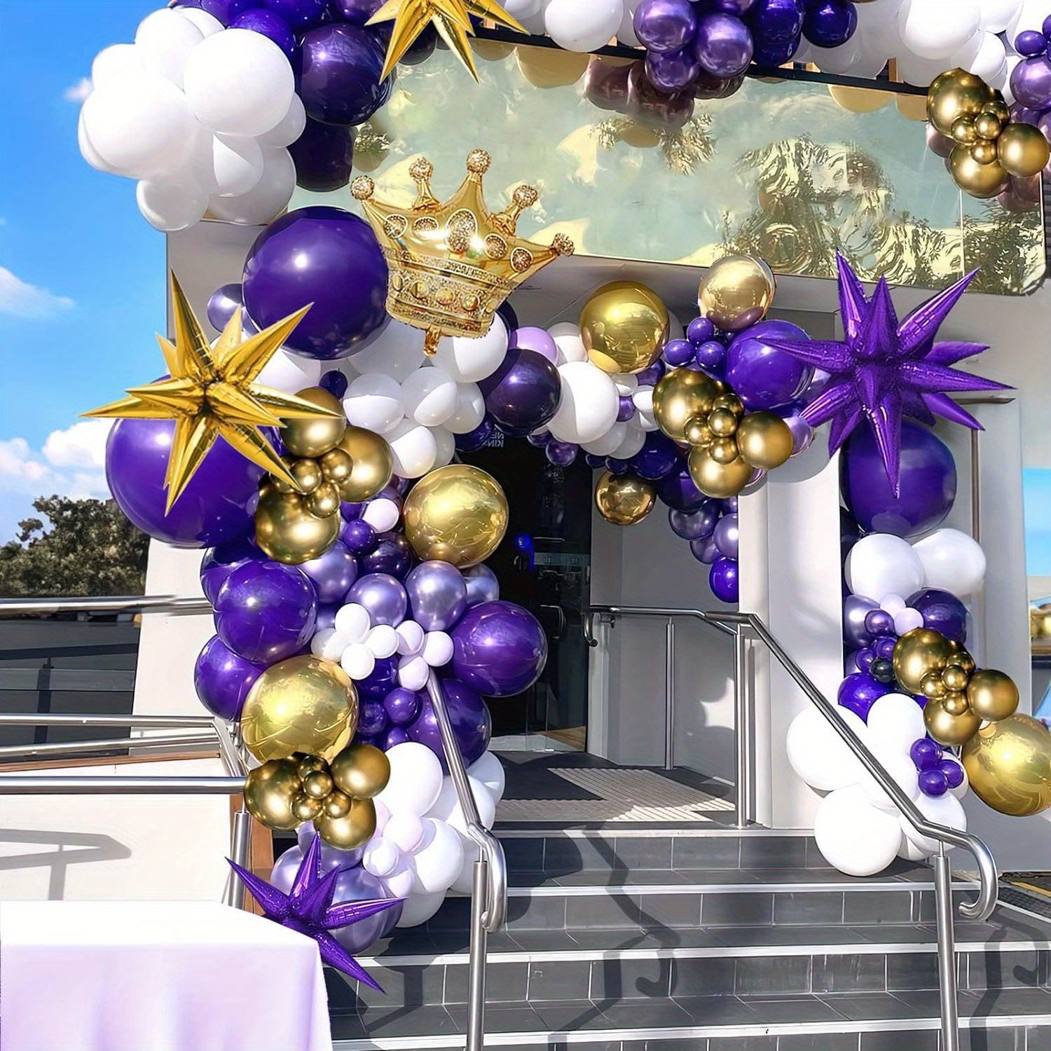 Lavender White Pearl Metallic Balloons With Gold Confetti - Temu