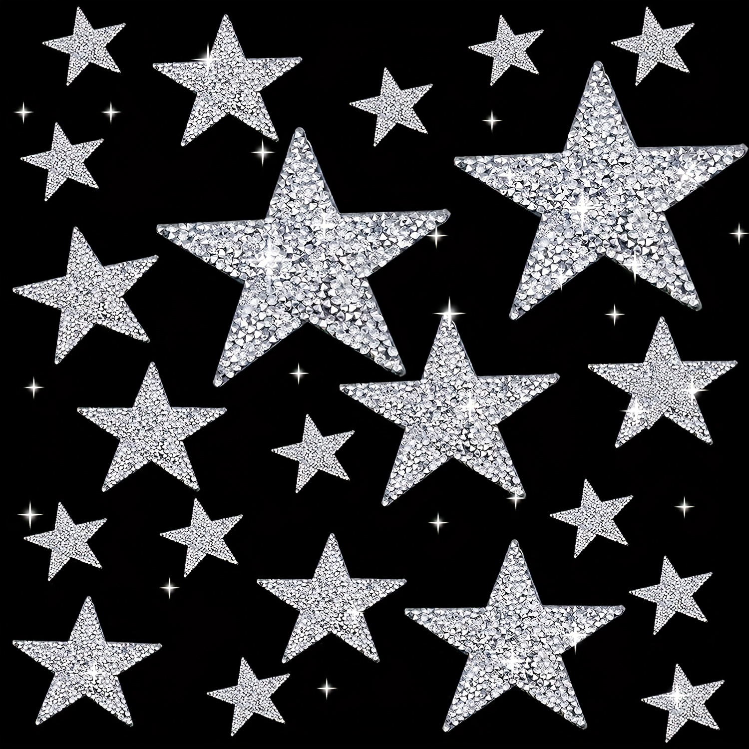 Diy Black Acrylic Five-pointed Star Shaped Rhinestone Sticker