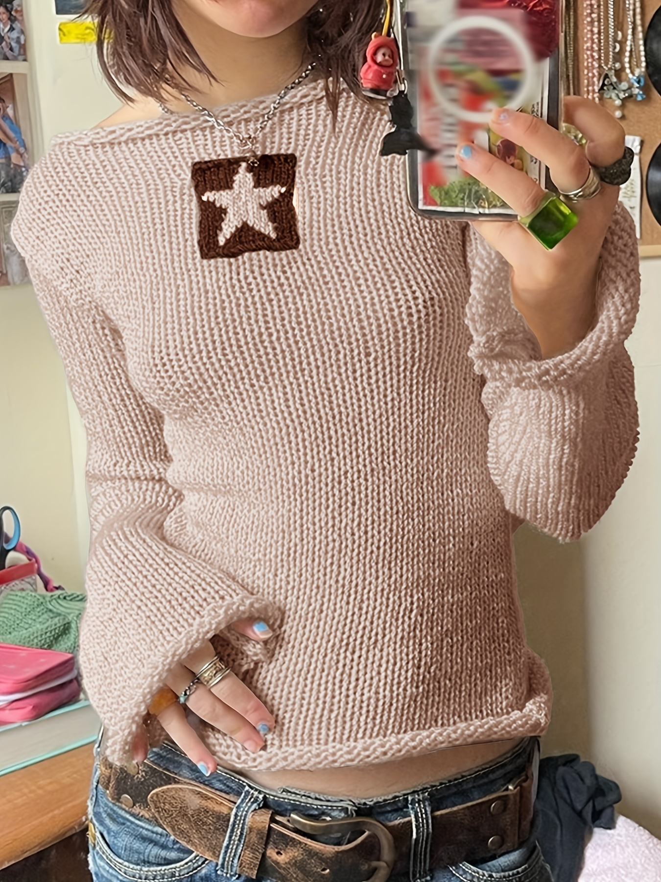 Suéter Pullover Cuello Redondo Lunares Suéter Casual Manga - Temu Chile