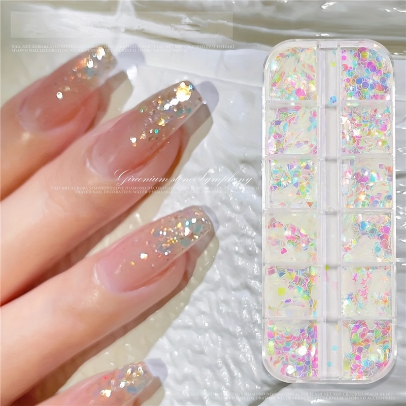 Nail Art Holographic Glitter Fall Maple Leaf Shaped Flakes 2 Pot,Red Yellow Orange  Glitter Sequins 3D Mixed Metallic Maple Glitter Nail Art Design Spangles  for Acrylic Nail Kit Manicure Decorations