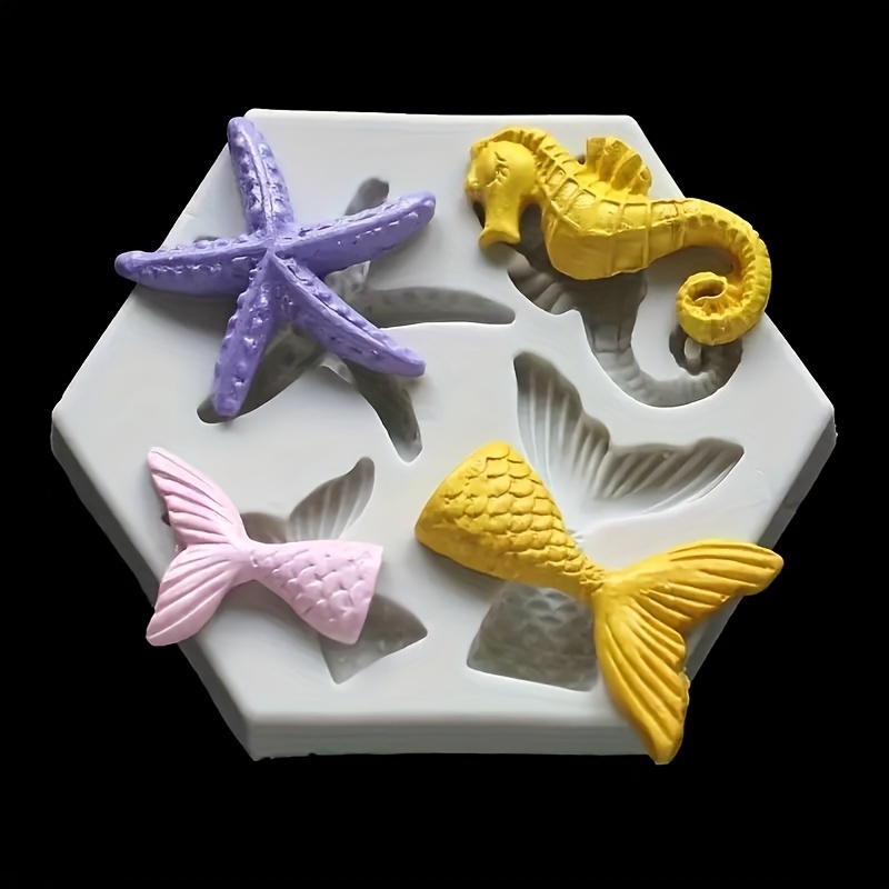 Moules en Silicone queue de sirène 3D 6 pièces, moule à savon en forme  d'étoile de mer, outils de décoration de gâteaux, moules à sucre artisanal,  DIY bricolage
