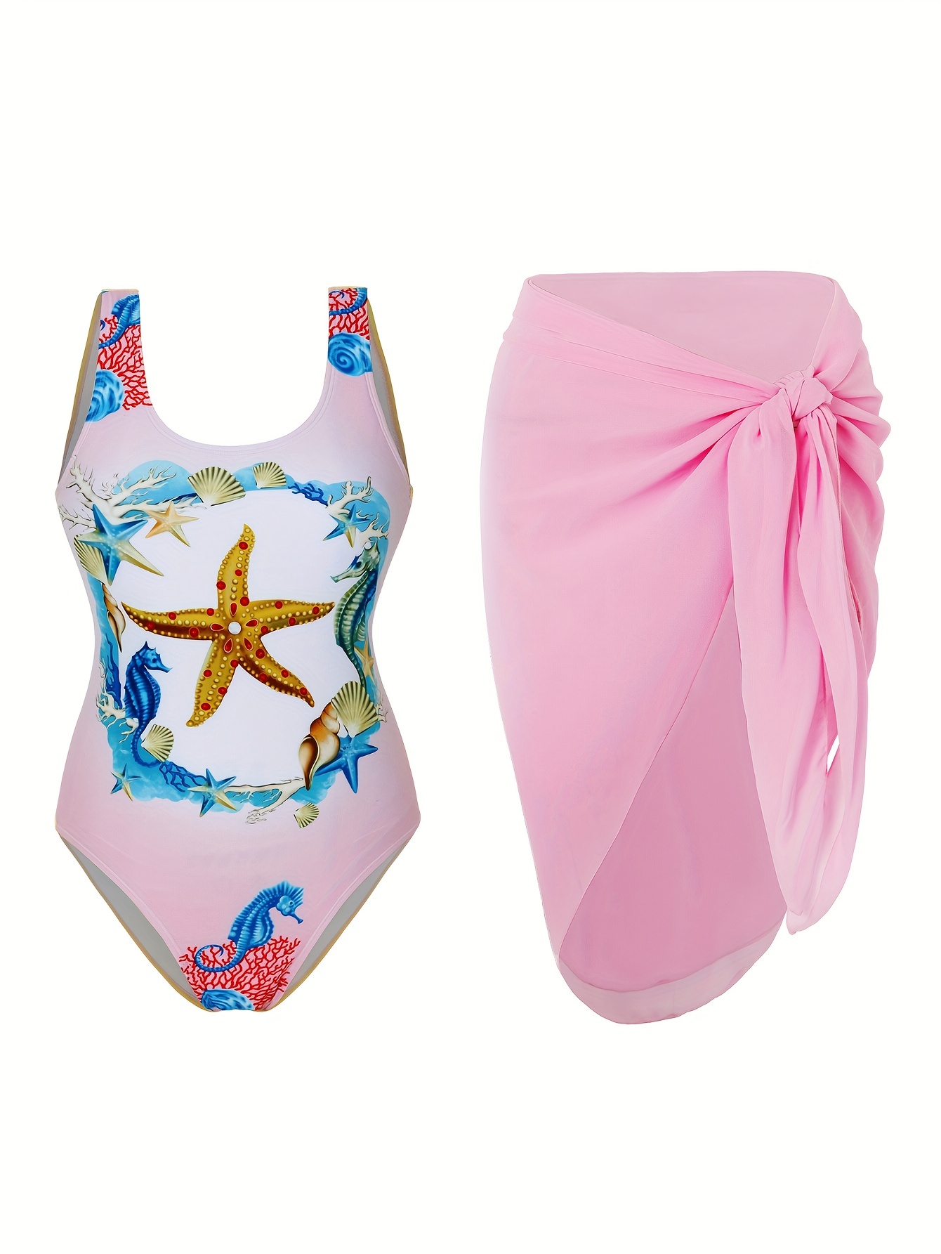 Cute Pink Cherry Print Women's V Neck One Piece Swimsuit Ruffled Monokini  Bathing Suit