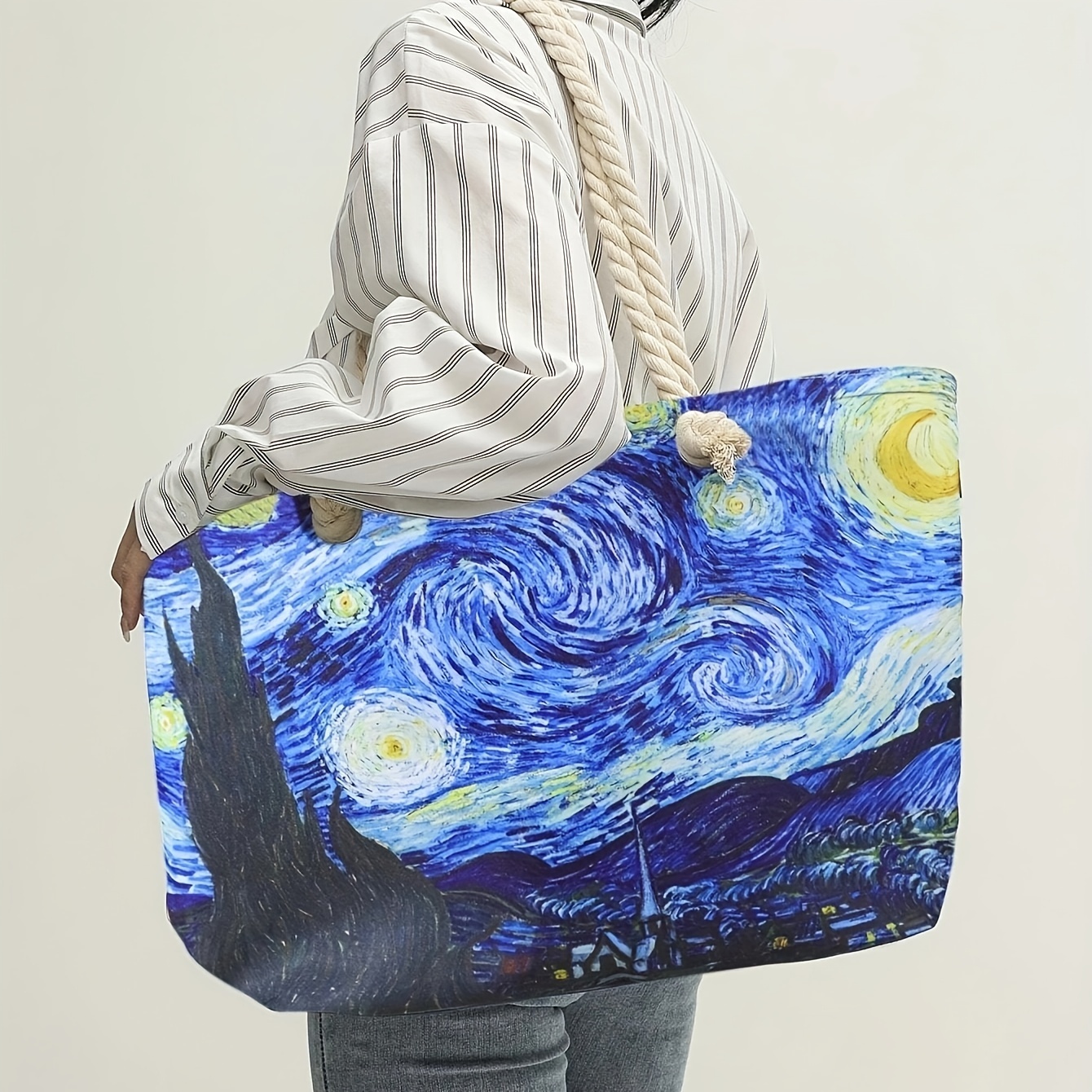 Pintura famosa de Vincent Van Gogh (noche estrellada), estilo de museo de  arte, bolsa de mano grande de 19,5 pulgadas, bolsa de compras reutilizable,  puede contener hasta 15 kg