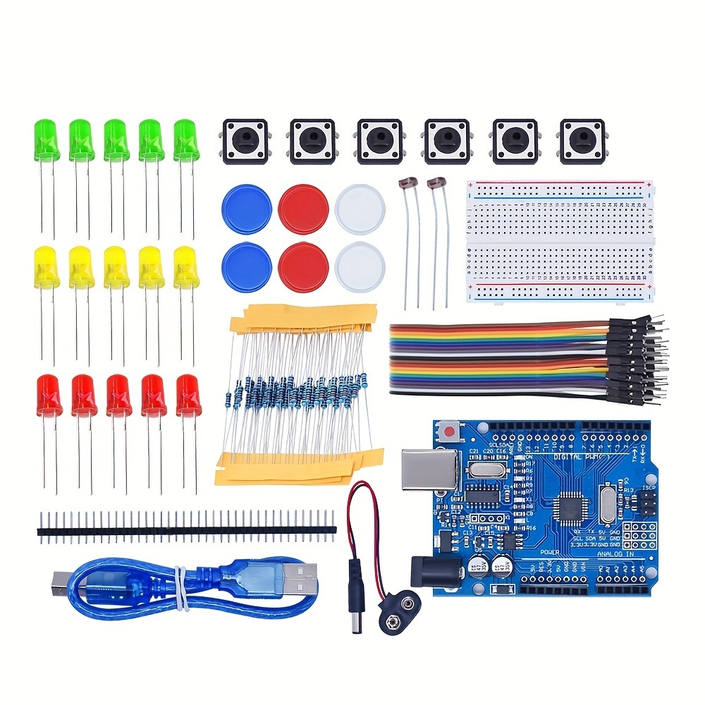  Dorhea Electronics Component Fun Kit with Power Supply Module,  Jumper Wire, Precision Potentiometer, Resistor, Breadboard, Capacitor, LED,  Potentiometer Compatible with Raspberry Pi : Electronics