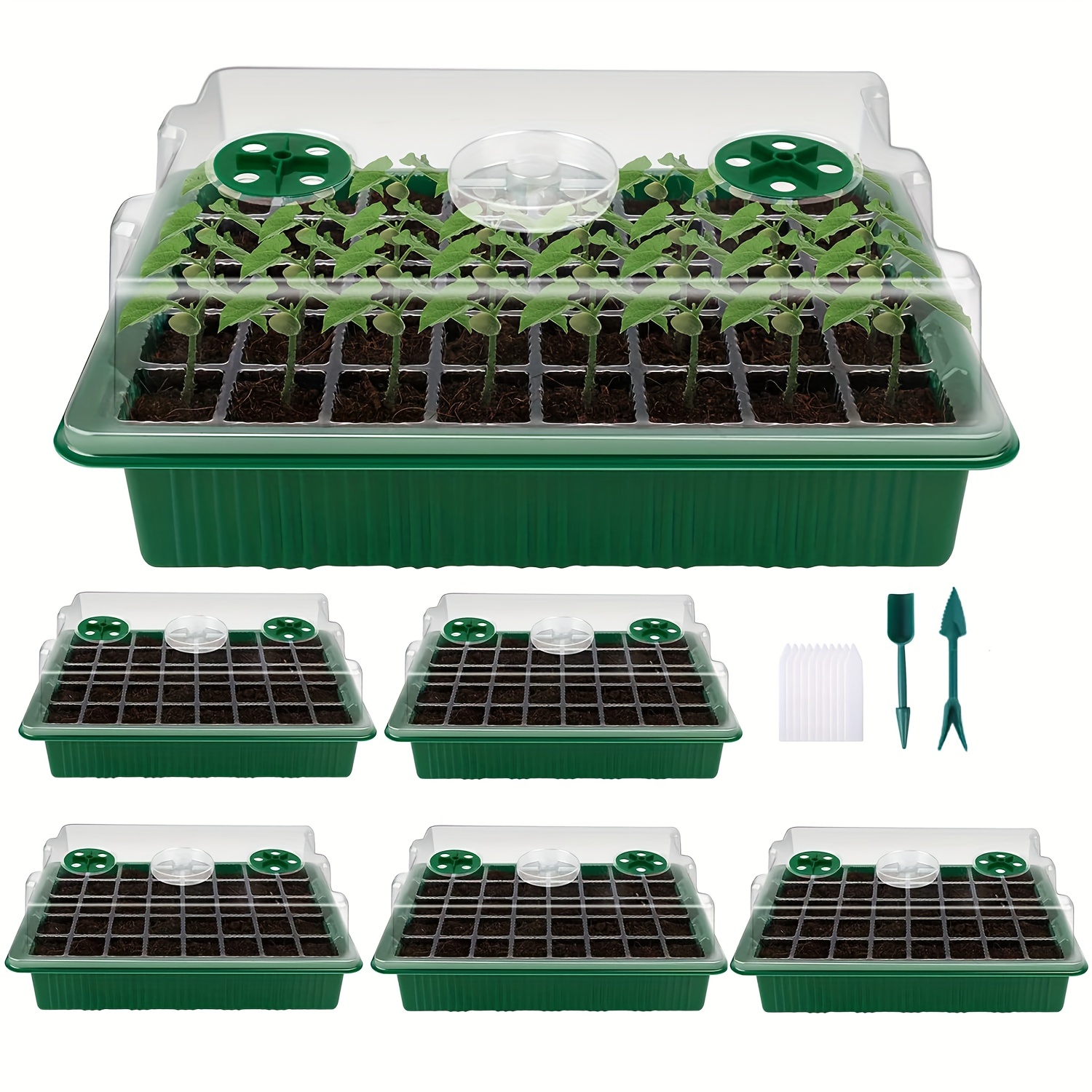 MIXC Lot de 6 plateaux de démarrage de semences, 72 cellules réutilisables,  kit de démarrage de graines avec dôme d'humidité, plateaux de germination