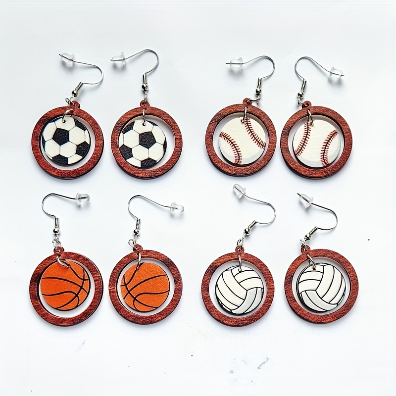 Pjtewawe Body Jewelry Earings Set Cute Soccer PU Stud Dangle Earrings  Football Basketball Volleyball Basebal Dangle Earrings Sports Fans  Statement
