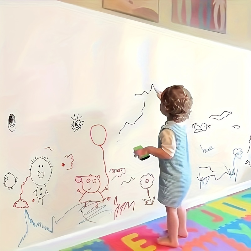 Pegatinas de pared de pizarra blanca adhesiva extraíble para niños, papel  tapiz borrable creativo, grafiti, Adhesivo de pared de pizarra blanca,  bricolaje, empresa de mensajes - AliExpress