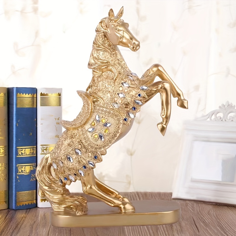 Luxury Golden Horse Animal Ceramic Figurine Decoration Sculpture Statue  Gold