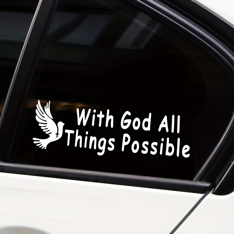 Elegant Faith Dove Vinyl Decal Christian Sticker Script God Jesus Auto