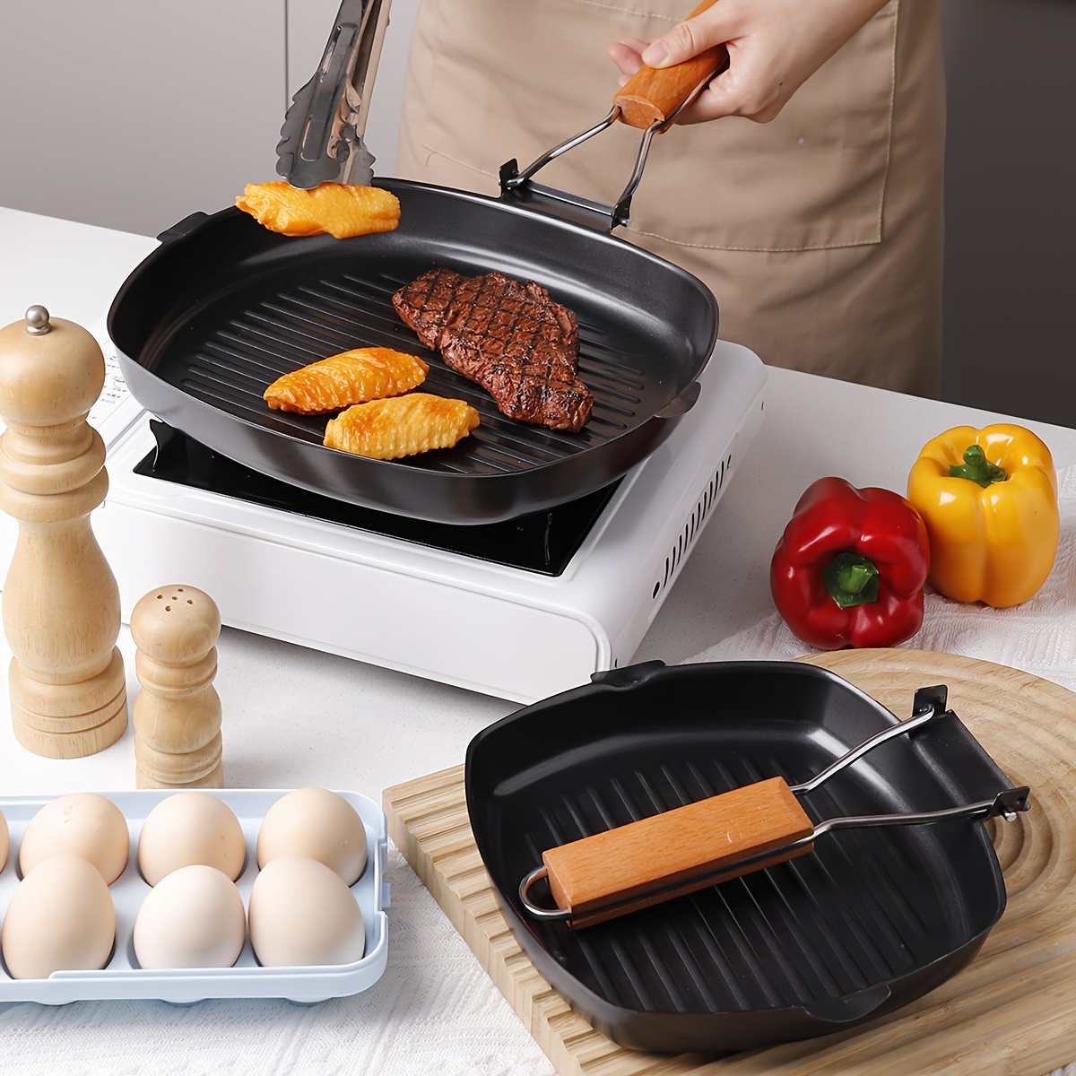 Non Stick Divided Meal Skillet Grill Pan Oven And Dishwasher - Temu
