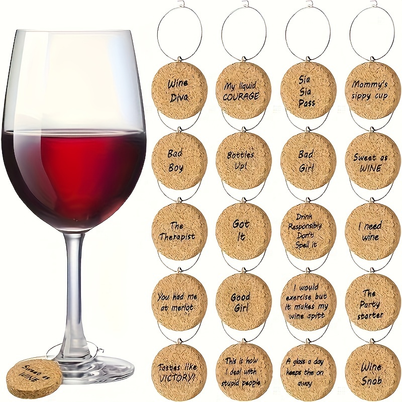 12pcs/Set Wood Wine Glass Markers, Red Wine & Highball Glass Marking Rings,  Perfect For Home Gathering And Party Decoration