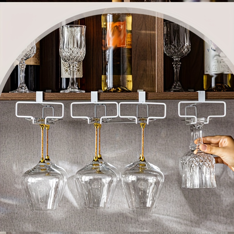 WENKO Porte Verre Suspendu, Range verre suspendu avec antidérapant pour 6  verres de vin, coupes de champagne, Acier, 20x7x28 cm, Noir