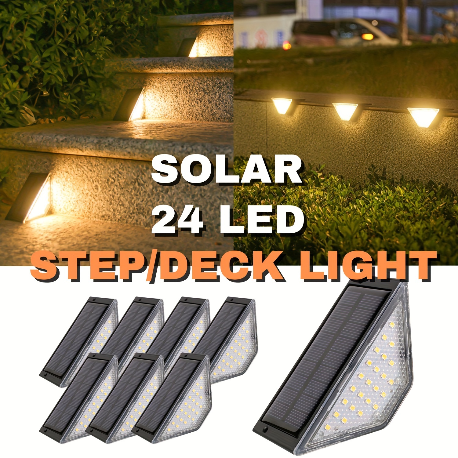 Luces solares LED impermeables para escaleras, luces de escalera para  exteriores, luces solares blancas cálidas IP67, luces decorativas solares  para