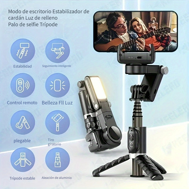  Estabilizador de cardán para teléfono inteligente, F10  Estabilizador de teléfono de mano de 3 ejes, cardán plegable con trípode,  estabilizador de video para grabación de vlogging con disparo panorámico,  soporte de