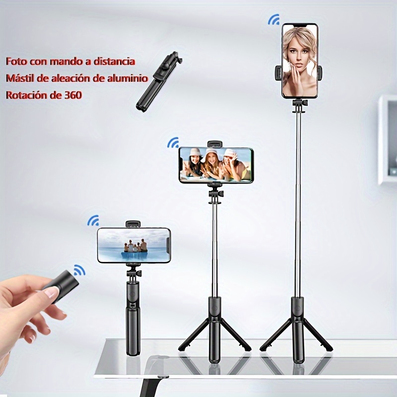 60 teléfono celular Selfie Stick trípode, teléfono inteligente trípode  soporte todo en uno con remoto inalámbrico integrado alto trípode de  teléfono extensible para 4 ''-7
