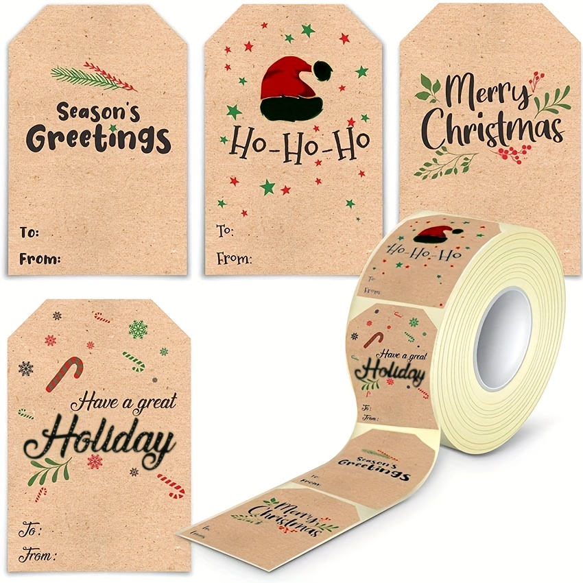 240pcs Christmas Gift Tags Stickers 2x 3 Kraft Paper Self Adhesive to and  from Name Tags for Christmas Presents Vintage Holiday Label Stickers