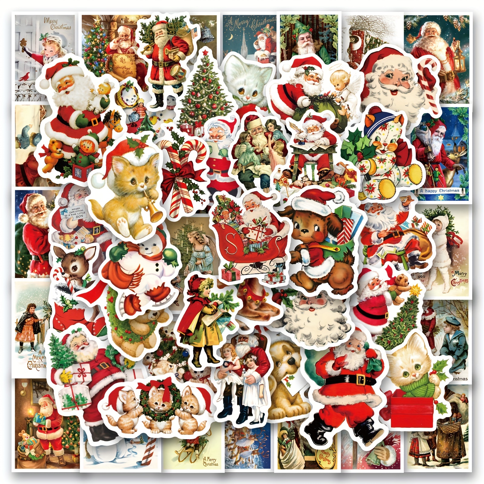 50pcs/10sheets Merry Christmas Stickers Xmas Name Gift Tag Stickers Presents,  Wrapping Paper and Gift Bags