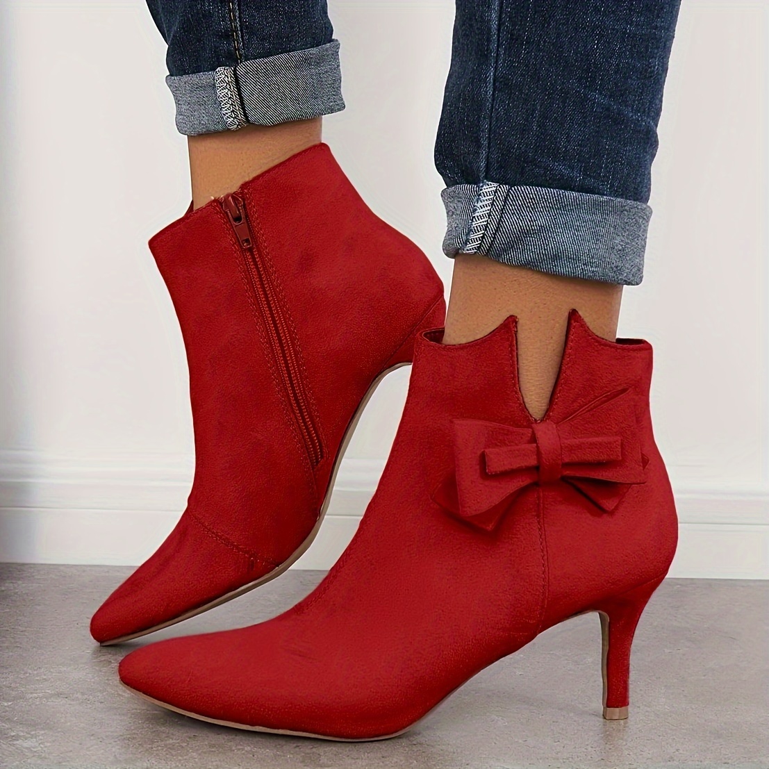 Low heel red on sale boots