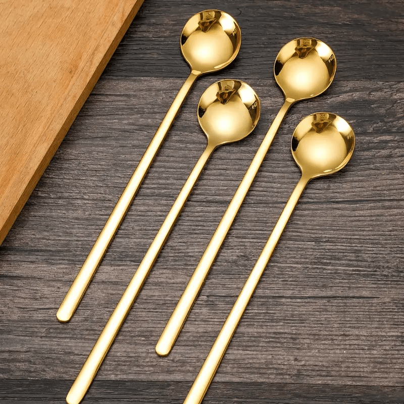 Comprar Juego de cucharas de acero inoxidable de 5 uds., cucharas pequeñas  plateadas y doradas, Mini cucharas para cocina, cuchara para sal y especias