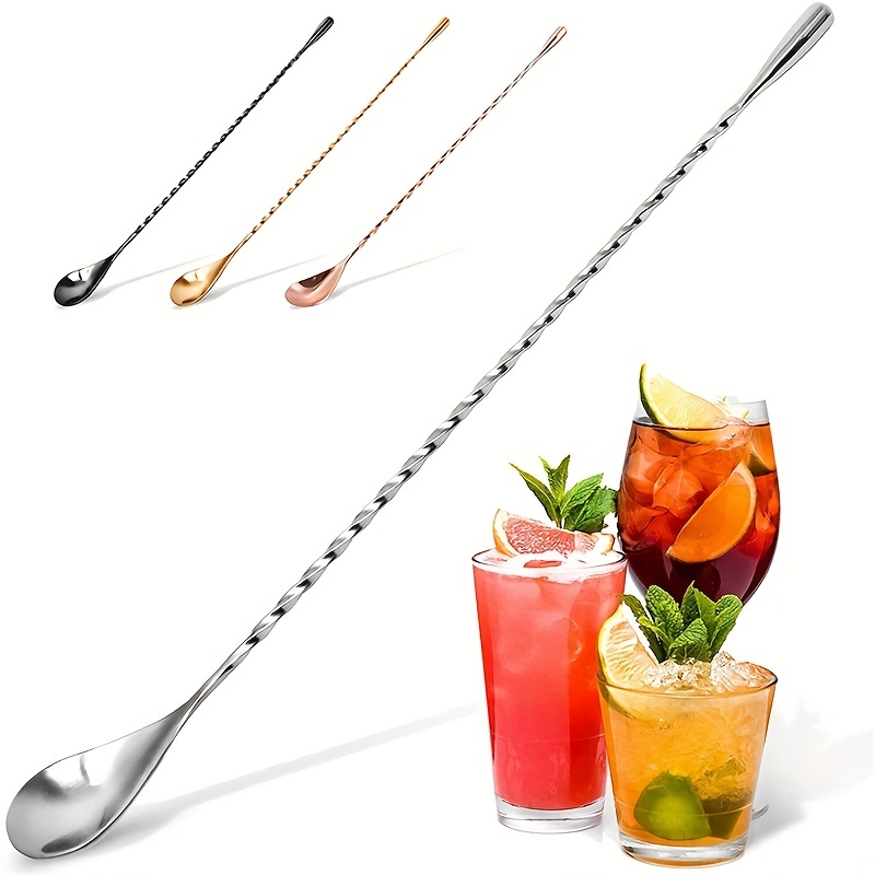 Long Threaded Cocktail Spoon Bar Mixing Spoon With 304 - Temu