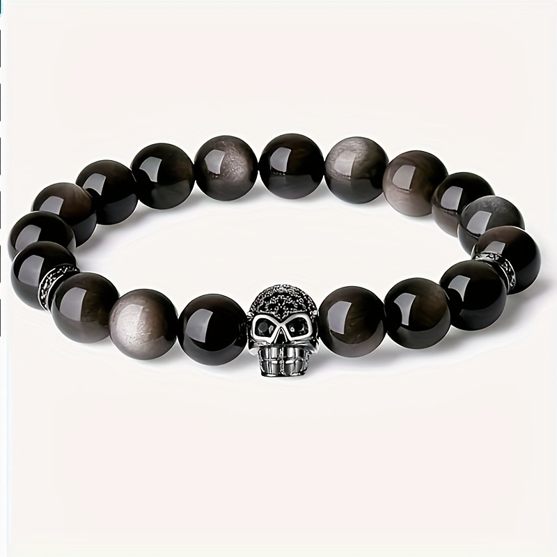 Stainless Steel Wheat Chain Bracelets Men Women Skull Peace - Temu