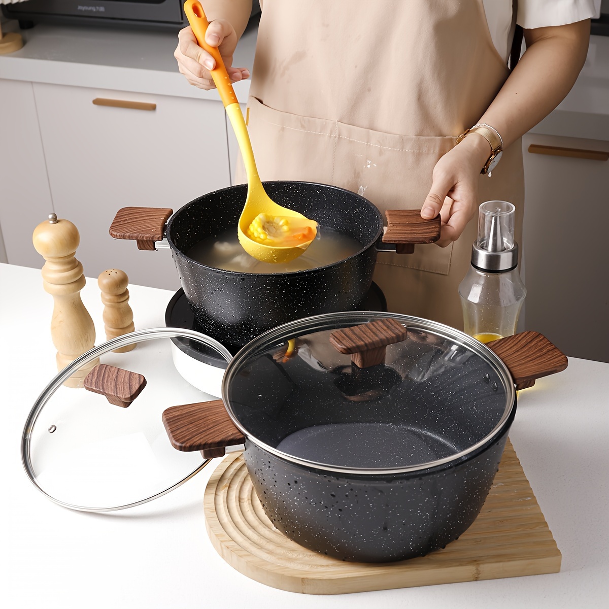 Nonstick Kitchen Cookware Set Ceramic Coating Cooking Pot - Temu