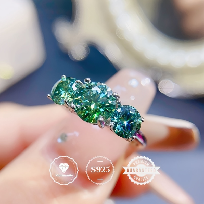 Green sale moissanite ring