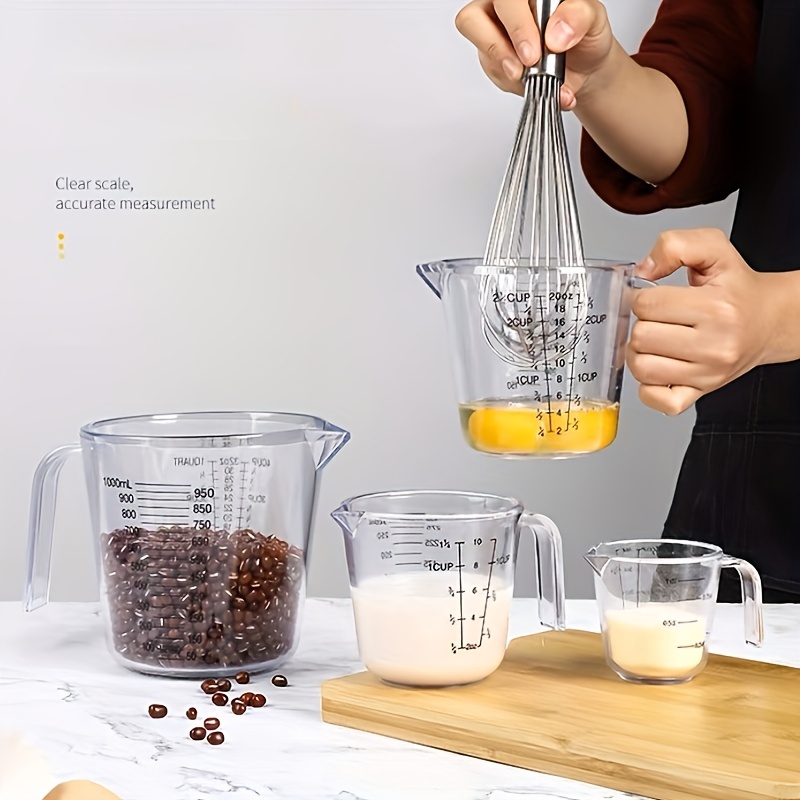  Measuring Cup Plastic Measure Cups - 3 Piece Liquid Measuring  Cup Set with Pitcher Handles, Clear Nesting Stackable measuring cups for  Kitchen, Multiple Measurement Scales,Dishwasher Safe: Home & Kitchen