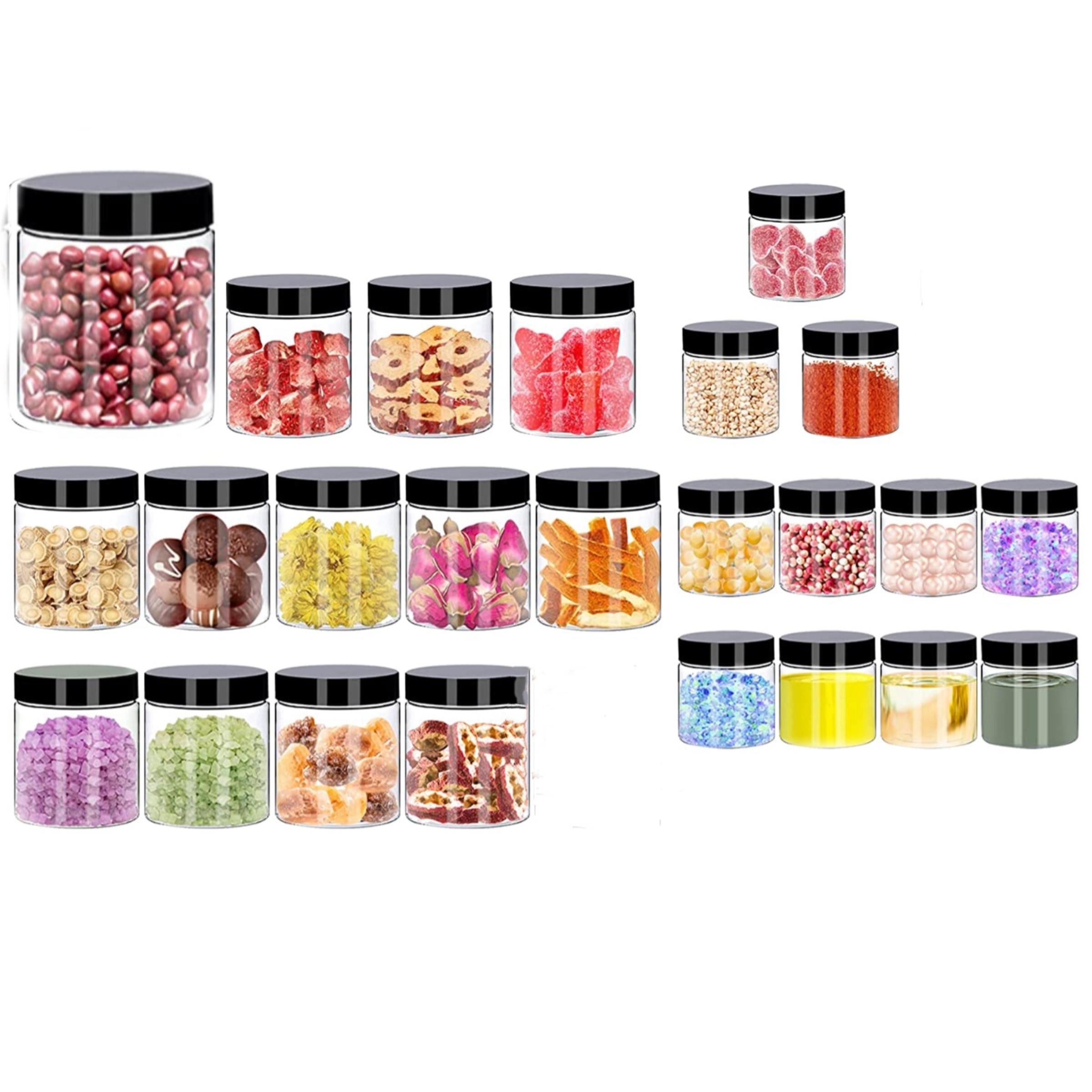 10pcs Of 500ml Plastic Jars With Lids And Inner Liners Refillable