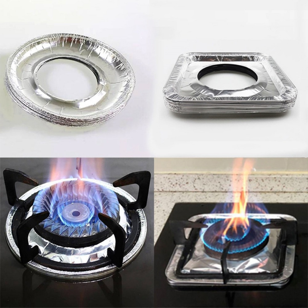10/50pcs Aluminum Foil Square Gas Stove Burner Covers for restaurant–  Disposable Bib Liners For Kitchen Gas Range Top - Keep Your Gas Range Clean  With