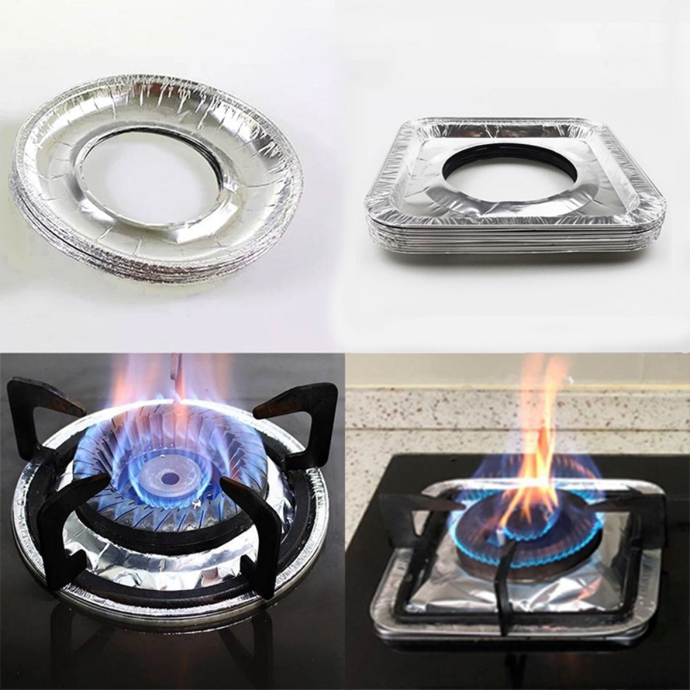 Gas Burner Gasket 8.5 Inch Disposable Aluminum Foil Square Stove Burner  Cover-gas Stove Protection Aluminum Foil Gasket 