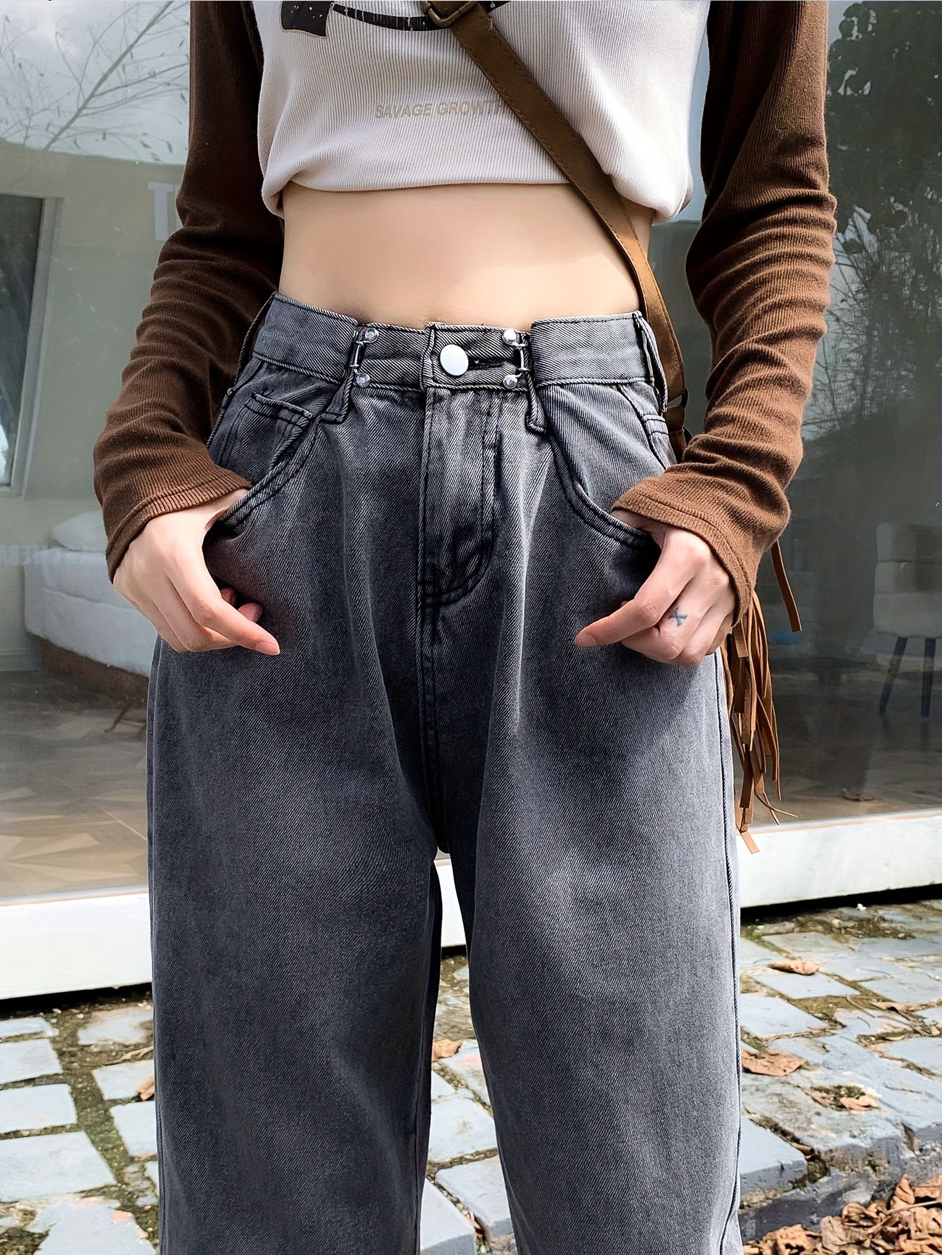 Wide Leg Jeans Y2K Aesthetic Outfits Jeans Women Full Length Wide Leg Denim  Solid Vintage High Waist All-match Womens Trousers Fashion Korean Chic  Daily Leisure…
