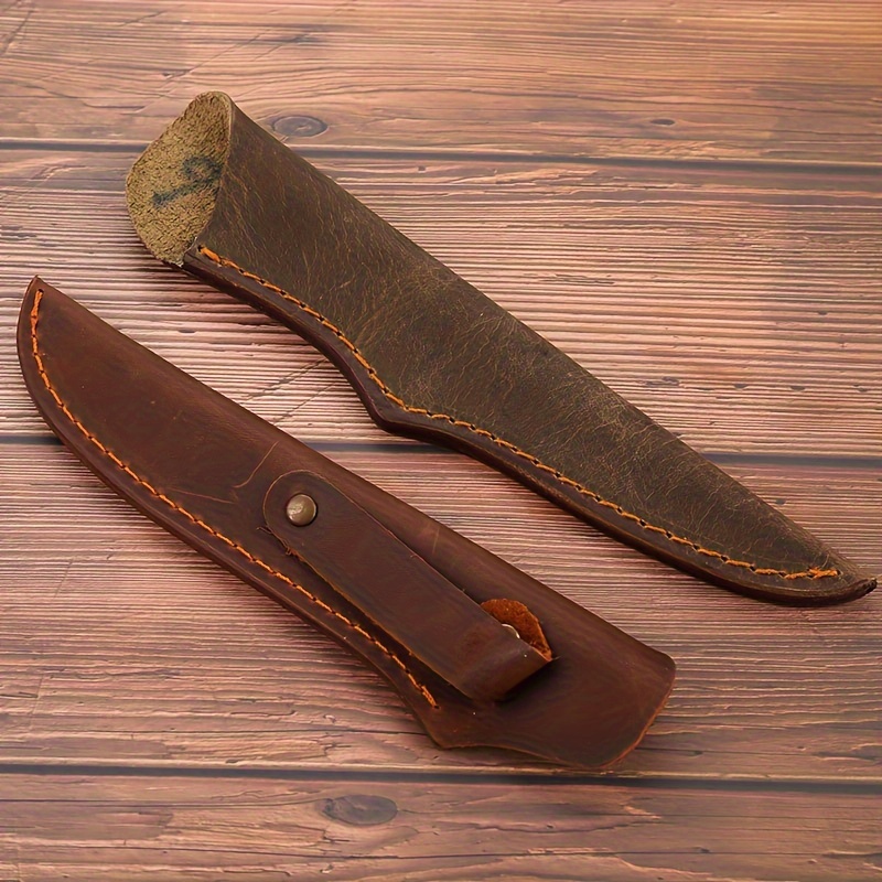 First Layer Leather Straight Knife Sheath Genuine Cowhide Leather