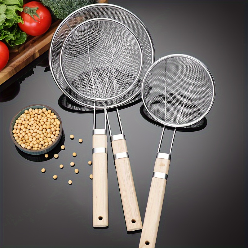 Spider Strainer, Cooking Spider, 5.5 Inch Spider Strainer Skimmer, Strainer  with Wood Handle, Fryer Scoop Strainers for Kitchen Pasta Strainer Slotted