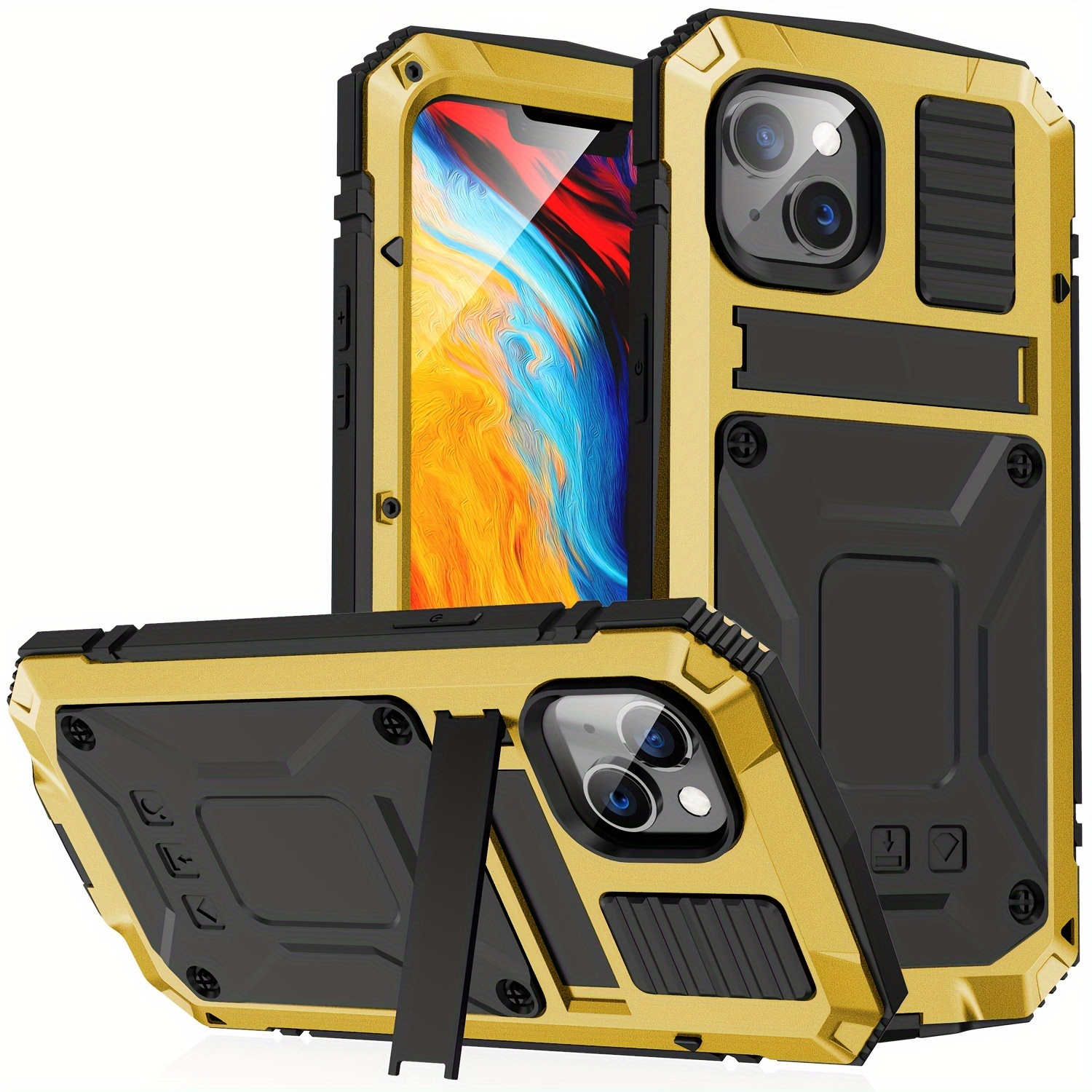 Funda de metal compatible con iPhone 14 Plus, resistente de grado militar,  de grado militar, con protector de pantalla Gorilla, para exteriores