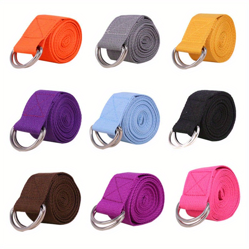 5 Pack Yoga Strap (6ft) Stretch Band with Adjustable Metal D Ring