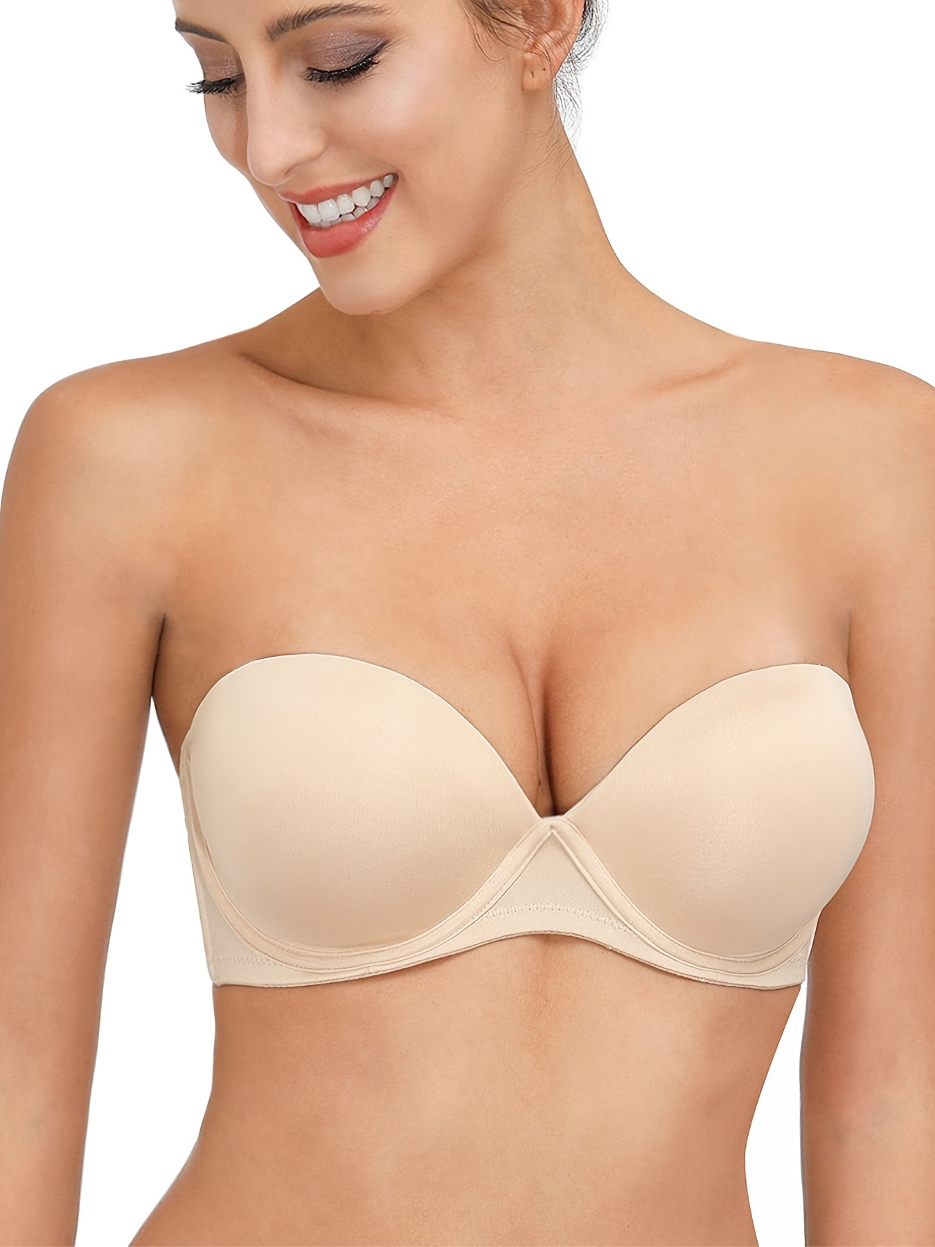 Women's Strapless Bra For Large Bust Back Smoothing With Underwire