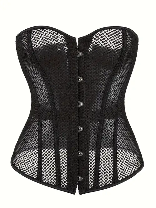 Lace Corset Top for Women Waist Trainer Mesh Corsets Cross Strappy Bustiers  Floral Embroidery Boned Body Shaper
