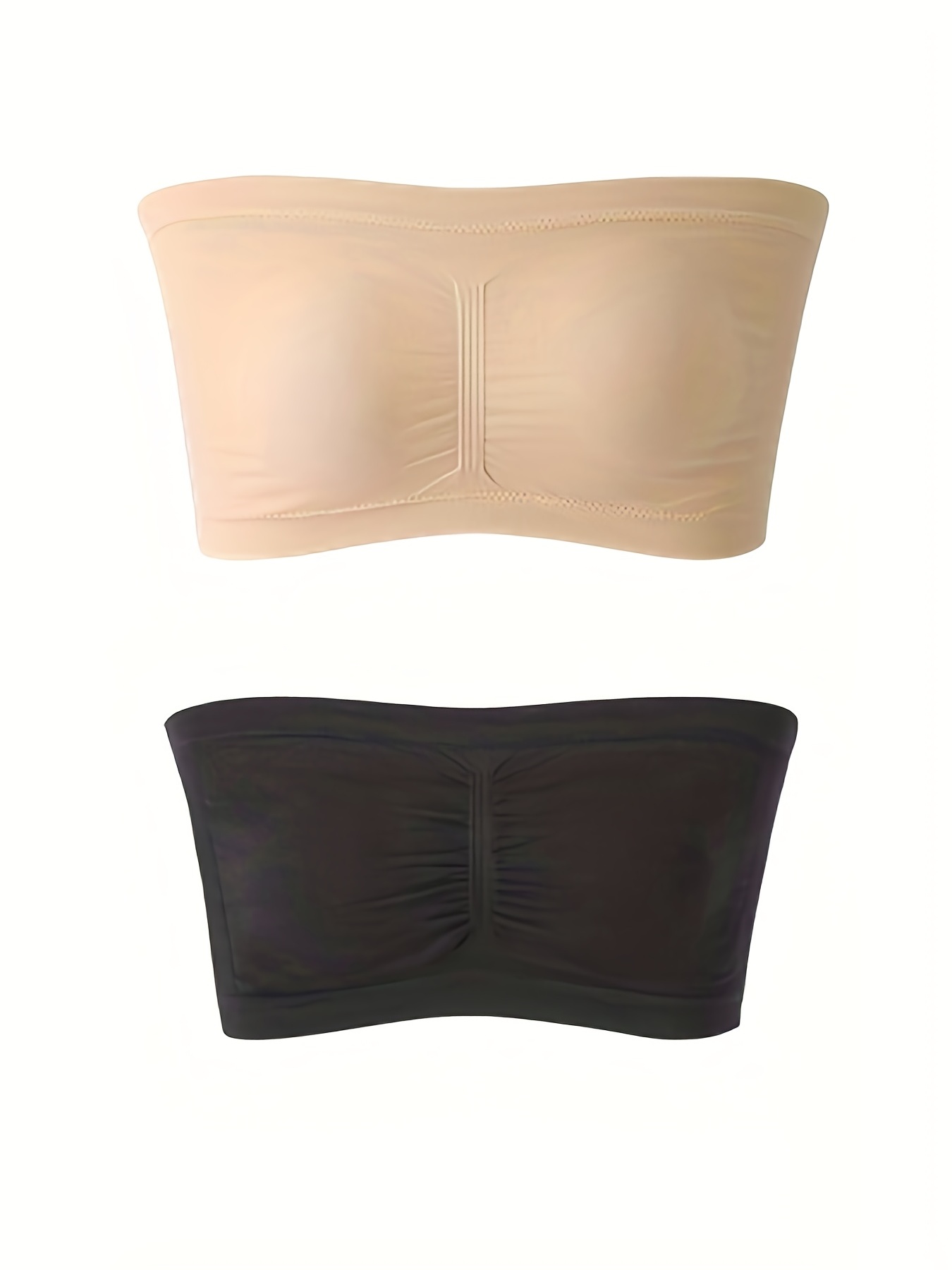 Fashion 3PCS Double Layers Plus Size Strapless Bra Bandeau Tube Removable  Padded Top Stretchy