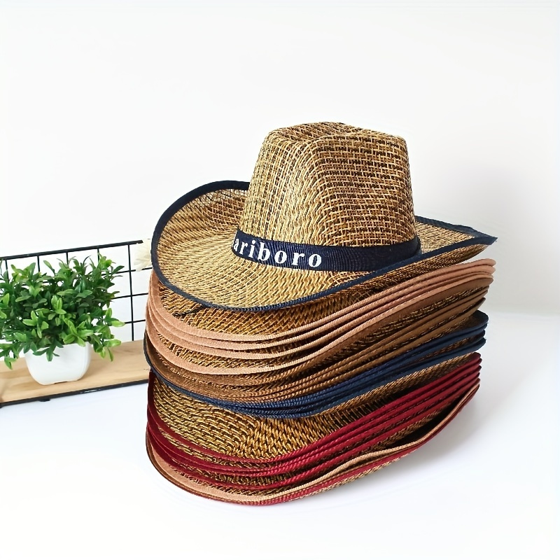 Men's Panama Striped Straw Hat Sun Hat For Adult Ideal - Temu