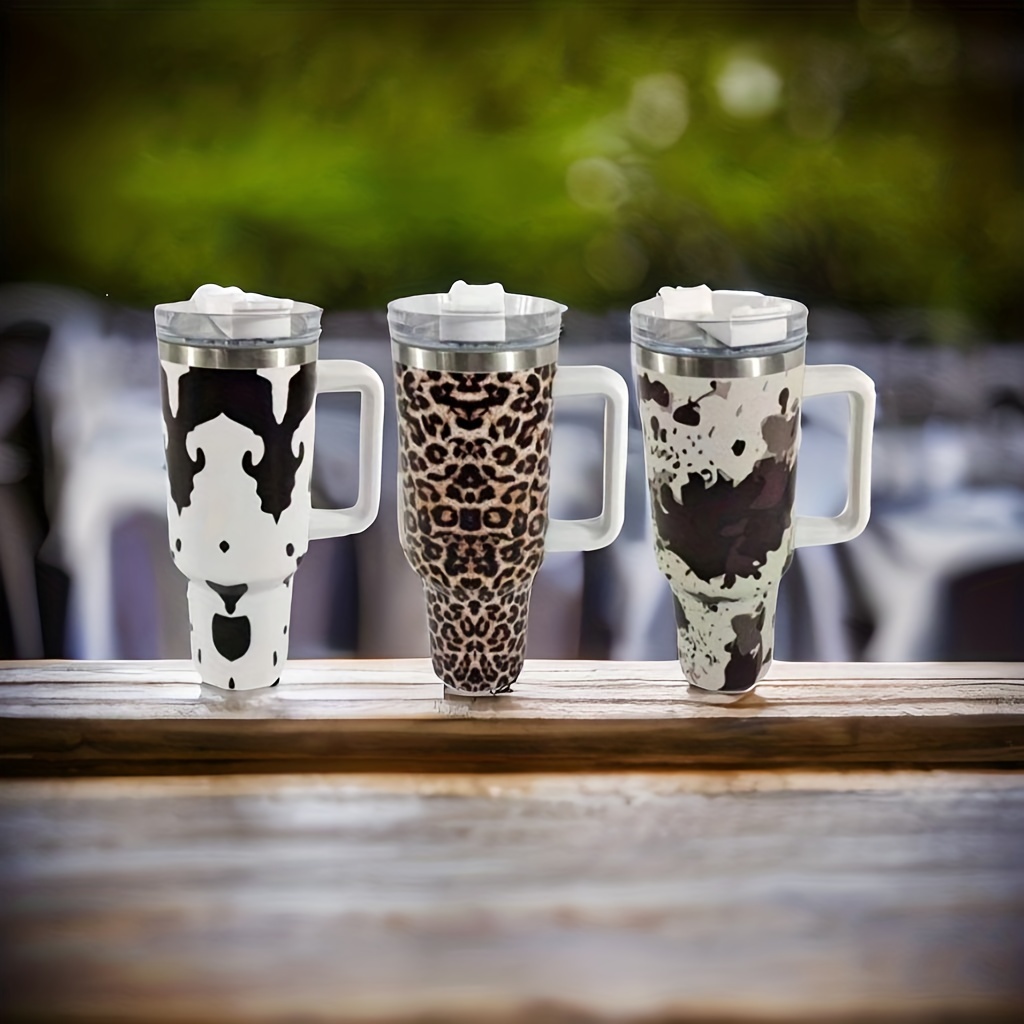 Cow Print Coffee Glass Can Cup, Cow print Tumbler, Coffee Glass cup, Beer  Can Cup, Bamboo Lid and Glass straw