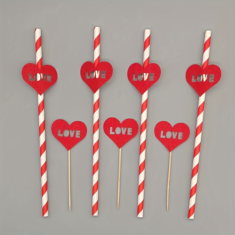 Stainless Steel Straw Creative Romantic Heart Straw - Temu