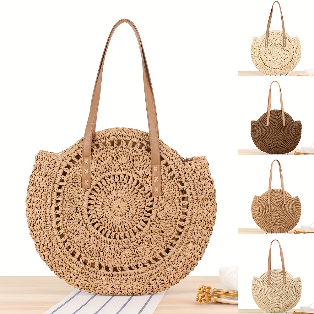 Bohemian Straw Bag Summer Handmade Woven Beach Bag Large Capacity Shoulder  Bag Rattan Shopper Totes Seaside Handbag Bolsas