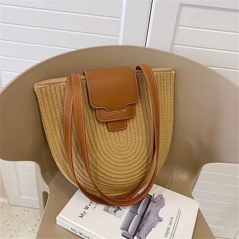 Straw Fringed Large Capacity Tote Bag, Lightweight Fashion Shoulder Bag,  Exquisite Summer Beach Bag - Temu