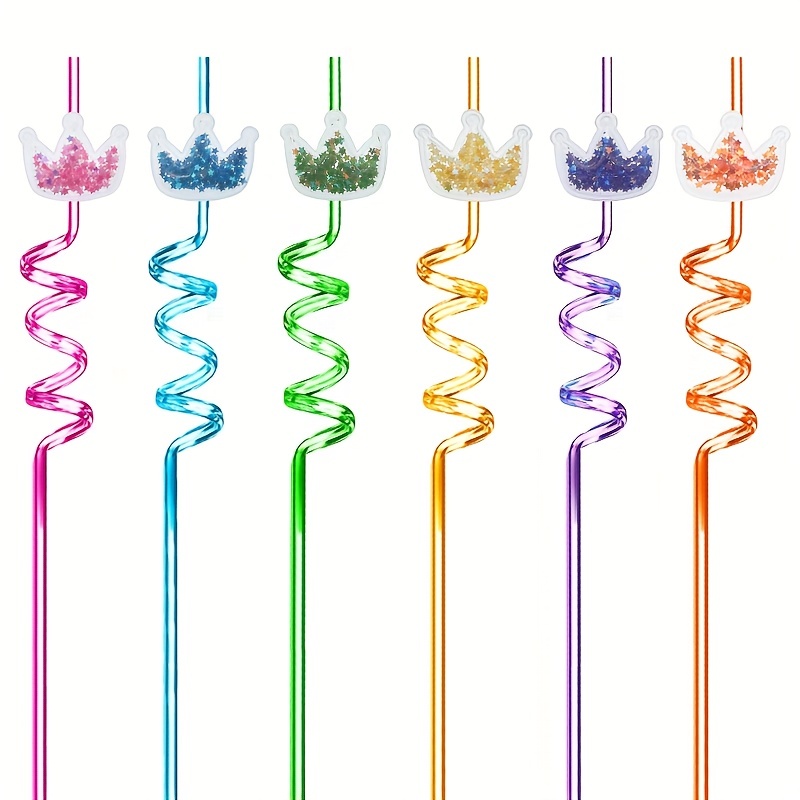12pcs Unicorn Spiral Straws Creative PVC Decorative Drinking Straws Party  Supplies (Blue + Yellow + Red)